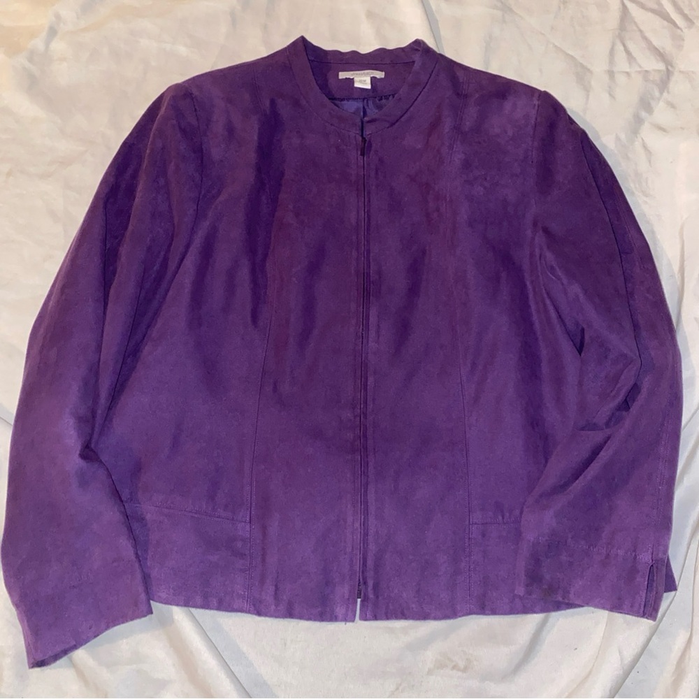 DressBarn Women Light Weight Zip Up Dress Jacket Size 16w Purple Dry Clean Only